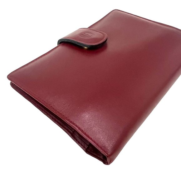 CARTIER: Burgundy, Leather Double C Logo Agenda/Wallet #2449 - Picture 3 of 9